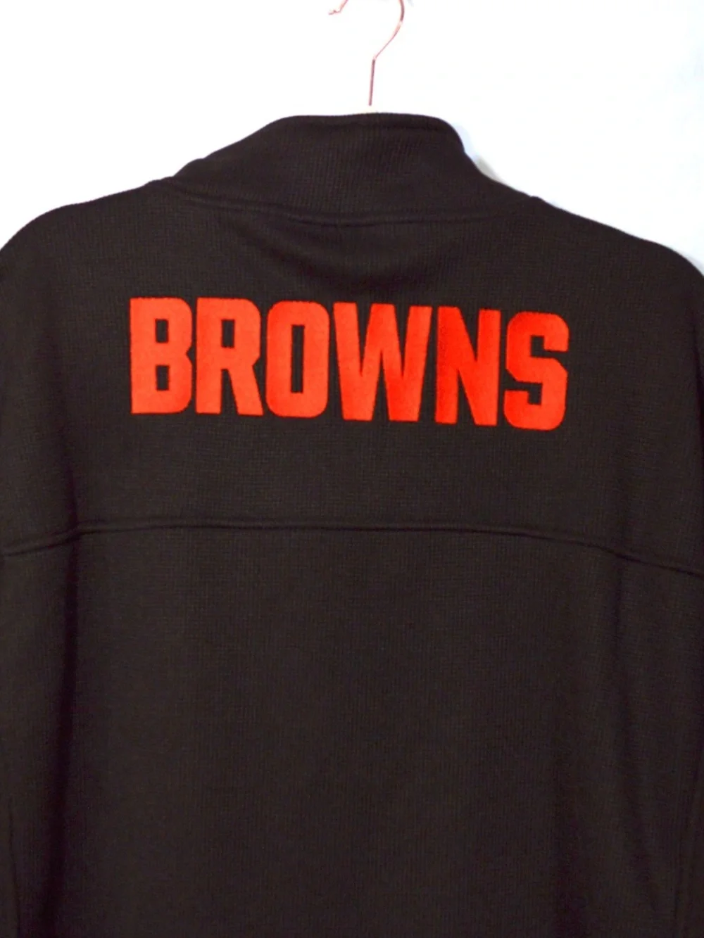 NEW NFL Cleveland Browns 1/4 Zip Heavy Waffle Knit Pullover XXL Brown Fleece NWT - Picture 6 of 6